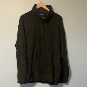 Northern Isles 80% Merino Wool Men's Olive Green Zip-Up Sweater